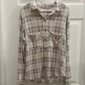 C&C California Beige and Gray Plaid Shirt